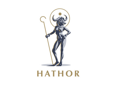 埃及女神哈托尔。矢量插图