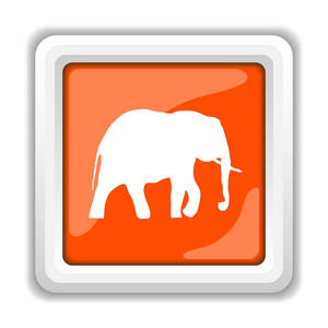 在白色背景下的大象图标, 移动应用程序的概念