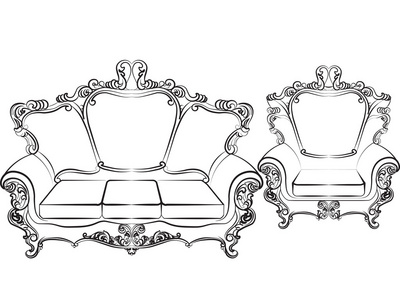 巴洛克风格的皇家沙发和扶手椅