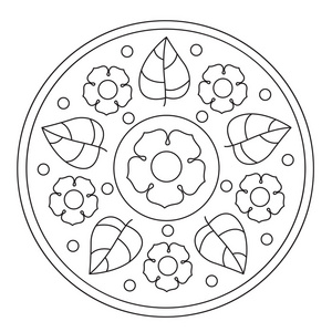 着色简单花曼陀罗照片