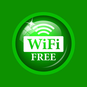 Wifi 免费图标。绿色背景上的互联网按钮