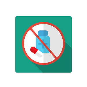 停止或禁止标志. 图标签署禁令不要吃药照片