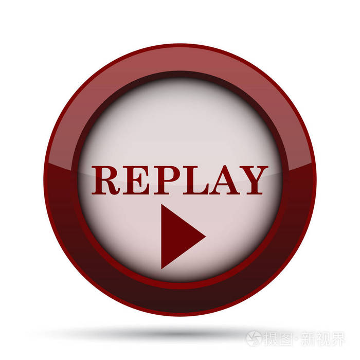 重播图标白色背景上的互联网按钮