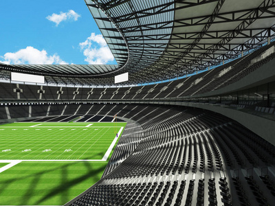 美丽的现代美式足球体育场与黑个位子 10 万球迷