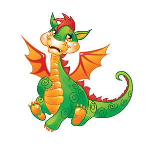 可爱小绿龙坐照片