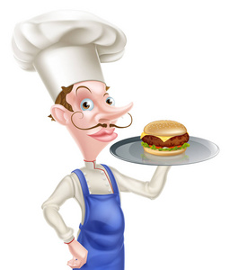 卡通厨师汉堡
