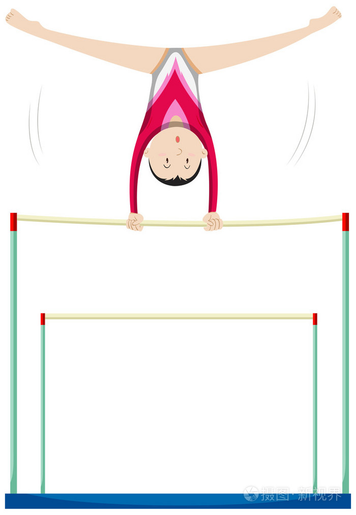 女运动员做体操高低杠