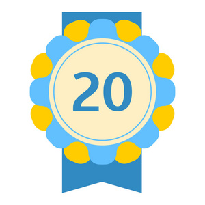 横幅设计平庆祝会徽周年卡日期和纸贴纸请柬数与排版矢量图符号 20 天