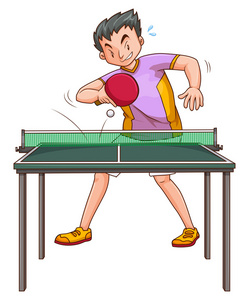 在桌上打乒乓球运动员