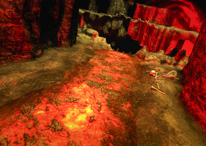 骷髅和岩浆的地狱之路照片