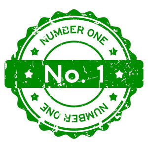 Grunge 绿色号 1 第一 圆的白色背景上的橡胶密封邮票