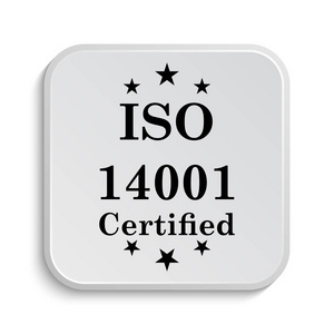 Iso14001 图标。白色背景上的互联网按钮