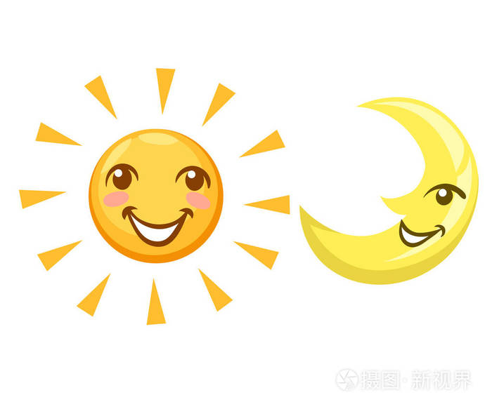 太阳和月亮白天和黑夜设置平面设计风格矢量图