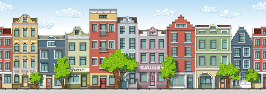 城市卡通背景图片 城市卡通背景素材 城市卡通背景插画 摄图新视界