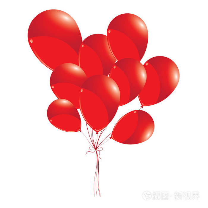 孤立在白色背景上的红色气球.红气球的假日和事件