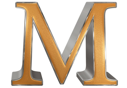 打字稿字母大写大写字母 m,白色,一个孤立 3d 图照片