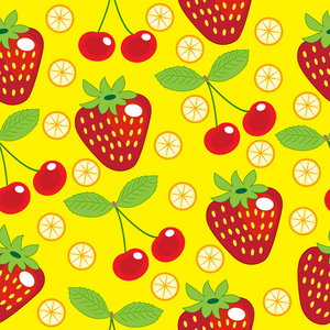 草莓，樱桃，柠檬无缝模式