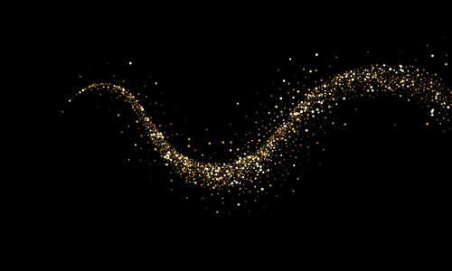 矢量闪亮的光足迹或闪闪发光的光泽的圣诞节在高档豪华黑色背景的痕迹