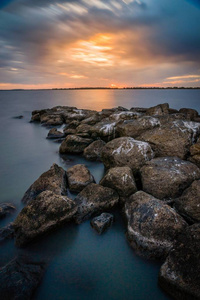 澳大利亚维多利亚 Corangamite 湖的日落美景