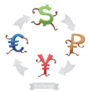 金融图标货币符号运行欧元卢布