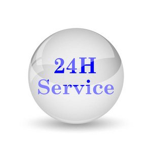 24h 服务图标。白色背景上的互联网按钮