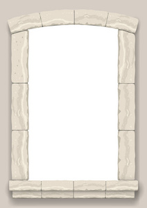 在墙上的米色切割石和石灰华大理石的窗口或门的经典风格