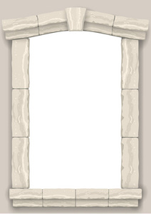在墙上的米色切割石和石灰华大理石的窗口或门的经典风格