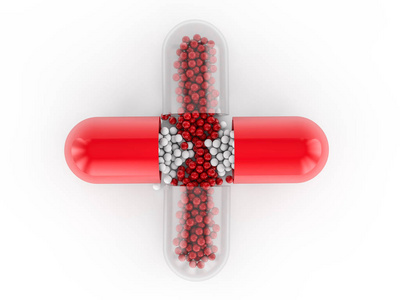 胶囊在白色背景上的药物。3d 渲染