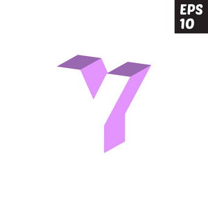 首字母 Y 小写字母徽标设计模板块紫紫色