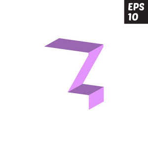 首字母 Z 小写字母徽标设计模板块紫紫色