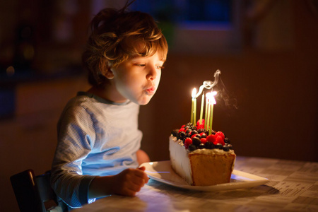 生日男孩吹蜡烛图片