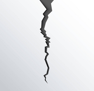 地震发生后在地面裂纹表面上的裂痕照片