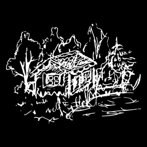 黑色和白色村庄房子草绘的线艺术矢量