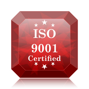 Iso9001 图标, 红色网站按钮白色背景