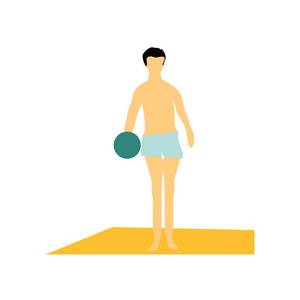 男子在沙滩上打球矢量矢量在白色背景下被隔离为您的 web 和移动应用程序设计, 男子在海滩上打球矢量徽标概念