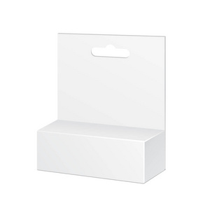 白色产品包装盒坑槽。分离出的白色背景上的空白。模拟了模板准备好您的设计。产品包装矢量 Eps10