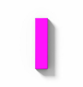 字母 I 3d 紫色孤立白色与阴影正交投影3d 渲染