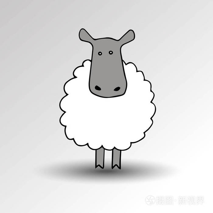 羊羊矢量动物插图可爱农场羊毛哺乳动物白自然卡通