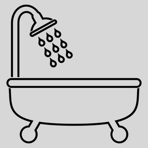 淋浴轮廓矢量图标插画