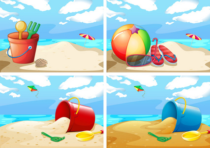 海滩和玩具的场景