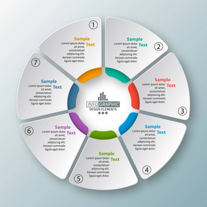 矢量抽象 3d 纸信息图表元素。圆形图表