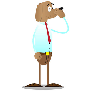 卡通插图商业狗拿着他的鼻子, 因为一个坏的气味