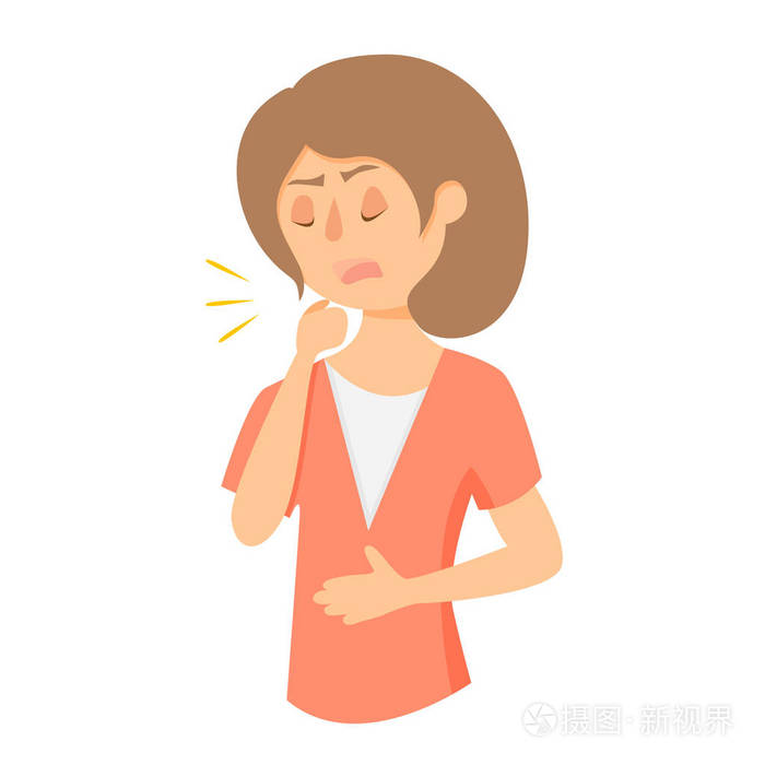 咳嗽着棕色头发的女人