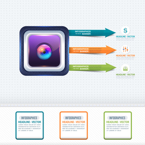 相机图标概念彩色信息图形箭头和网络线