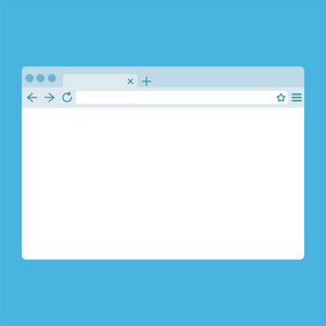 蓝色背景上孤立的简单平面的浏览器窗口
