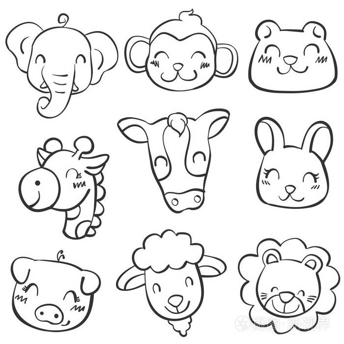 矢量动物头涂鸦风格插画-正版商用图片0rhi7s-摄图新视界