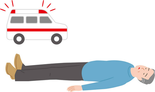 昏迷老人和救护车照片