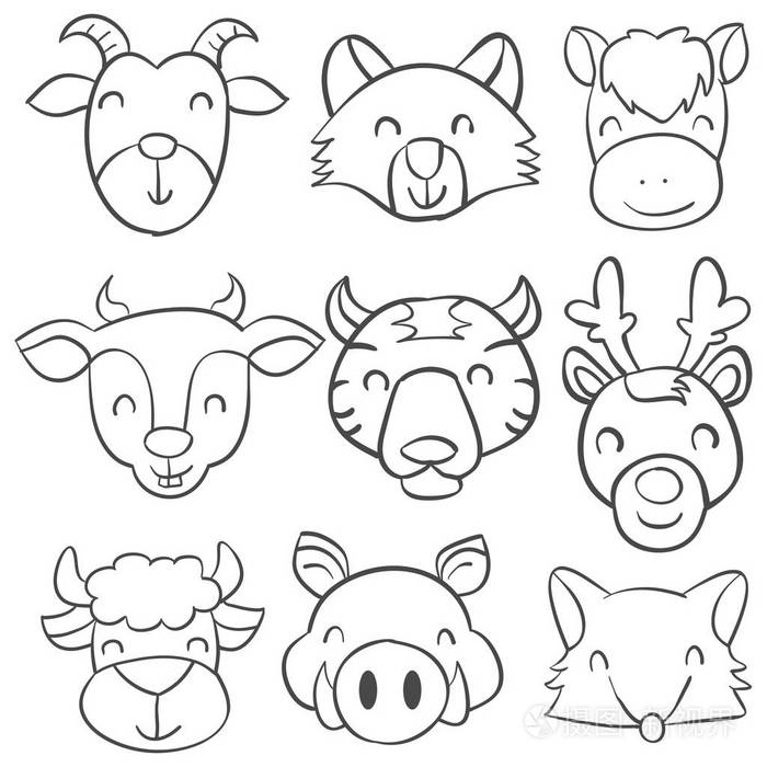 涂鸦的动物头风格