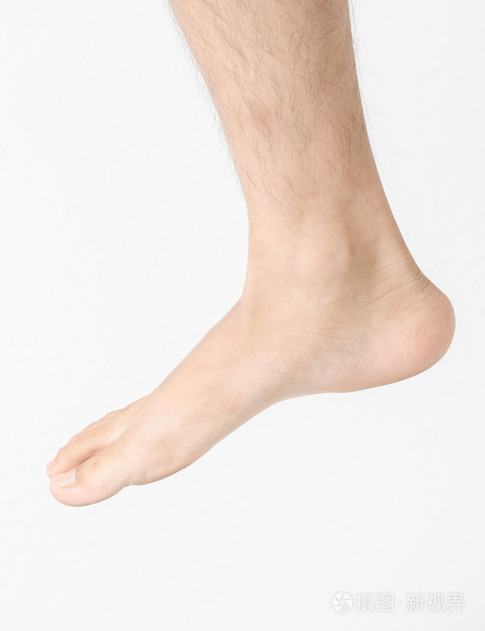 男子脚上孤立的白色背景