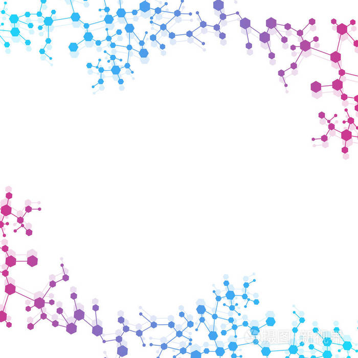 结构分子和通信.dna,原子, 神经元.您设计的的科学概念.带点相互连接